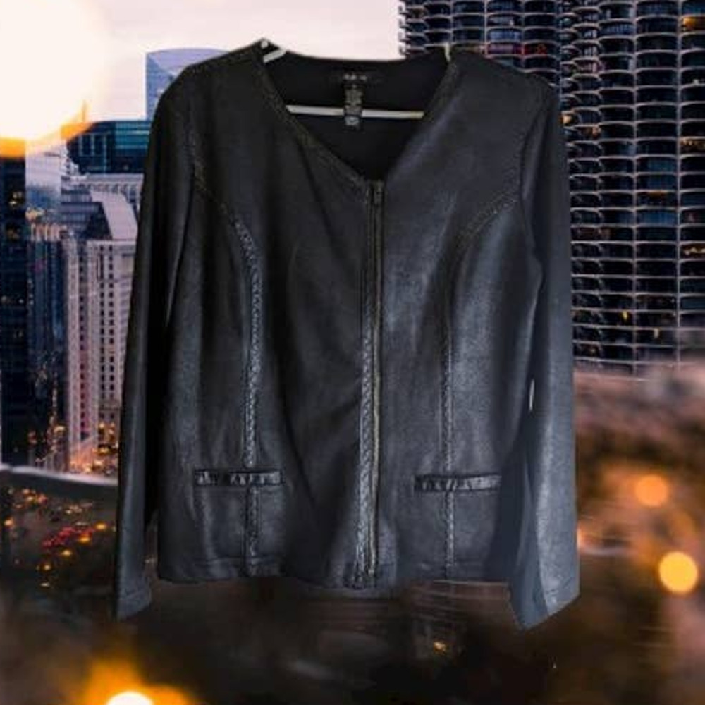 Style & Co. Medium long sleeve Faux leather zip lightweight jacket Fall/winter